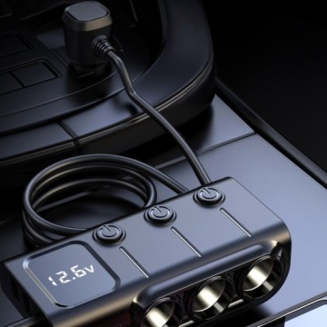 Автомобильное зарядное устройство с разветвителем прикуривателя 5xUSB QC PD 36W 120W