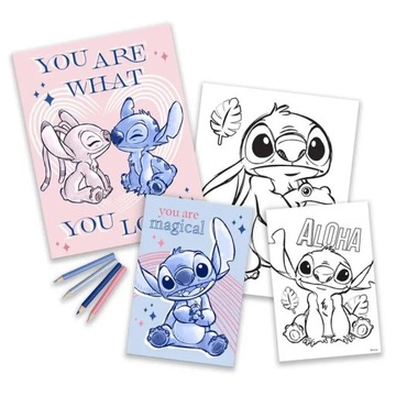 STITCH DISNEY 2 książeczki z kolorowankami 4 KREDKI