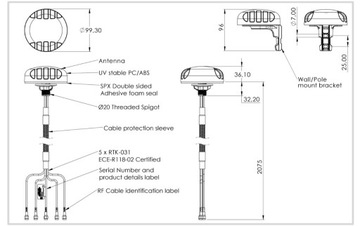 LTE WIFI GPS-антенна для Poynting Camper PUCK-0005-V1-01-W 5in1 2X2 MIMO M2M