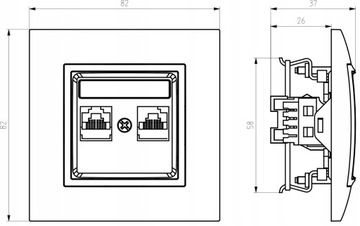 ИНТЕРНЕТ-РОЗЕТКА 2X RJ45 ЧЕРНАЯ OSPEL ARIA