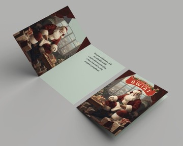 Рождественская открытка P05 - Mikołaj retro- с текстом - Рождество +конверт