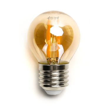 Żarówka E27 LED filament 6W kulka bursztynowa G45 miodowa żółta 2200K AMBER