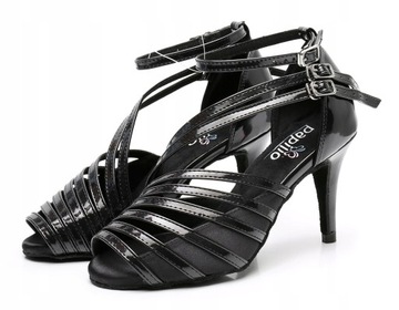BUTY DO TAŃCA TANECZNE WYGODNE CZARNE OBCAS 8,5cm