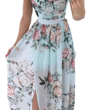 ВОЗДУШНОЕ, ДЛИННОЕ, ЦВЕТОЧНОЕ КОКТЕЙЛЬНОЕ ПЛАТЬЕ, XL