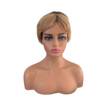 Peruka NATURALNA BLOND bob odrost brąz naturalne krótka + czepek GRATIS