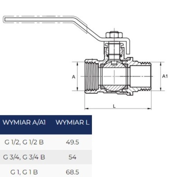 Ниппельный шаровой кран WZ 3/4 с наружной резьбой и сальником