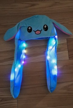 ПЛЮШЕВАЯ ШАПКА ДВИЖУЩИЕСЯ УШИ СВЕТОДИОД ПИКАЧУ Синий Кролик ПАСХА