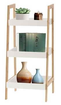 КНИЖНЫЙ ШКАФ С 3 ПОЛКАМИ ДЕРЕВЯННАЯ ЛЕСТНИЦА НАТУРА БЕЛЫЙ
