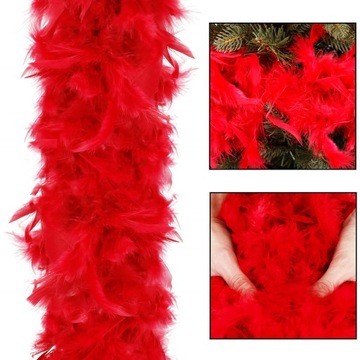 БОА-ГИРЛЯНДА С КРАСНЫМИ ПЕРЬЯМИ ДЛЯ ЕЛКИ 180 СМ
