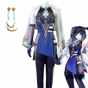 Genshin Impact Yelan Cosplay Strój Kostium Peruka