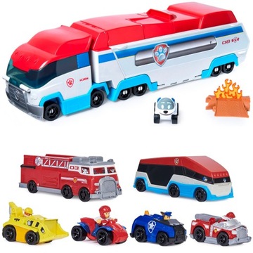 PSI PATROL PATROLOWIEC 2w1 WYRZUTNIA + 7 POJAZDÓW