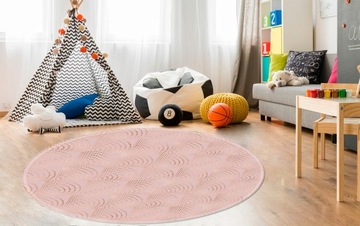 MATA PODŁOGOWA POD FOTEL okrągła 100cm RÓŻ ZŁOTO