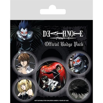 Przypinki Death Note Notatnik Śmierci Zestaw 5 szt