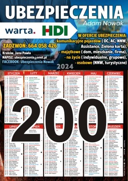 KALENDARZE FIRMOWE WŁASNY WZÓR FORMAT A3 200szt