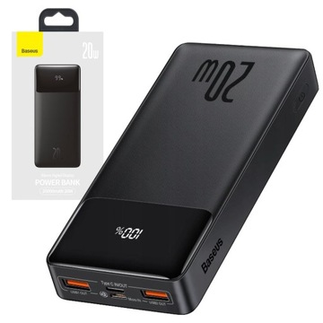 BASEUS DUŻY POJEMNY POWER BANK 20000mAh 20W USB USB C SZYBKI POWERBANK