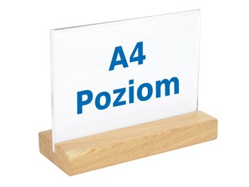 STOJAK A4 POZIOM PLEXI NA ULOTKĘ, OPIS MENU DREWNO - PODSTAWKA DREWNIANA