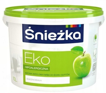 ŚNIEŻKA EKO FARBA EMULSJA AKRYLOWA BIAŁA DO ŚCIAN I SUFITU MATOWA 10L