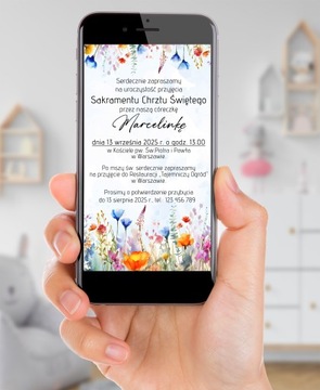 Zaproszenie elektroniczne na Chrzest, Roczek, Urodzinki - SUPER CENA