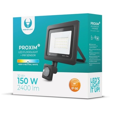 Naświetlacz LED PROXIM II 30W |4500K| PIR IP66 Forever Light