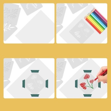 SZABLONY DO RYSOWANIA MALOWANIA DEKORACJI 60 SZTUK KWIATY OWADY LIŚCIE