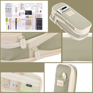 БОЛЬШОЙ школьный пенал с двумя отделениями, складной для аксессуаров, косметичка 3-в-1