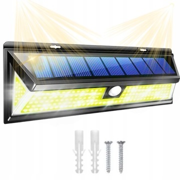 LAMPA ULICZNA SOLARNA COB Z CZUJNIKIEM RUCHU I ZMIERZCHU 340W MOCNA