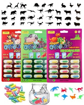 ВОЛШЕБНЫЕ КАПСУЛЫ ЖИВОТНЫЕ, РАСТУЩИЕ В ВОДЕ 36 ШТ ЗОО ФЕРМА ДИНОЗАВР