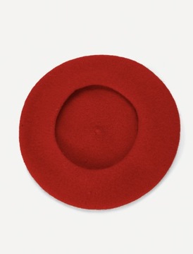 Beret damski czerwony z antenką wełniany francuski elegancki klasyczny