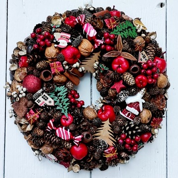 Рождественский венок, 35 см, новогоднее украшение, шишки