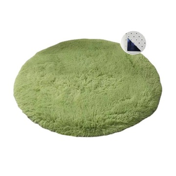 DYWANIK SALON SYPIALNIA OKRĄGŁY 140 cm MIĘKKI PLUSZOWY SHAGGY ŻÓŁTY DYWAN