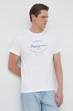 T-SHIRT LOGO 1O2 NH4__S PEPE JEANS BIAŁY KLASYCZNY