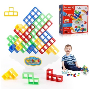 Gra Klocki Puzzle Wieża Balansująca Zabawa Zręcznościowa 64 bloki