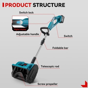 ŁOPATA ODŚNIEŻARKA ELEKTRYCZNA AKUMULATOROWA DO ŚNIEGU 2×AKU 48V 5.0AH