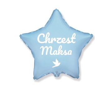 Zestaw dekoracja balon CHRZEST błękit + BUTLA HEL