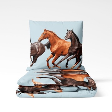 Komplet pościeli bawełnianej 140x200 horse, zestaw do sypialni na łóżko