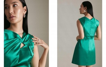 E012D29 SUKIENKA SATYNOWA ZIELONA KAREN MILLEN 40