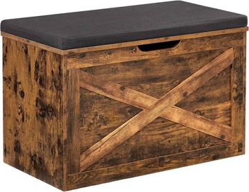 Skrzynia rustykalna z otwieranym siedziskiem brąz