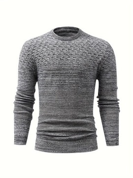 Męski sweter casual, sportowy top o wysokiej elastyczności z okrągłym szyi