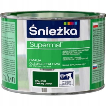 ŚNIEŻKA Supermal Emalia Olejno-Ftalowa Zielony Połysk 200ml RAL 6002