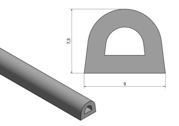 УПЛОТНИТЕЛЬ ДЛЯ ОКОН И ДВЕРЕЙ ПРОФИЛЬ D 9х7,5 1м БЕЛЫЙ