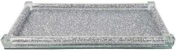 ПРЯМОУГОЛЬНЫЙ СТЕКЛЯННЫЙ ПОДДОН, СЕРЕБРЯНЫЕ ГЛАМУРНЫЕ КРИСТАЛЛЫ HB66332-SFJ