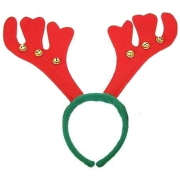 Повязка на голову с изображением оленя, красные рога, ОЛЕНЬ, колокольчики