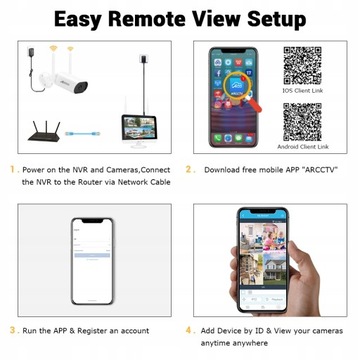 БЕСПРОВОДНЫЕ WIFI КАМЕРЫ 4 ШТ. 2MPX FULL HD