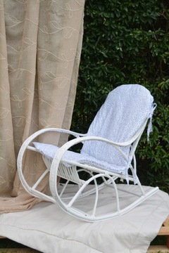 БЕЛОЕ плетеное кресло-качалка из лозы + подушка
