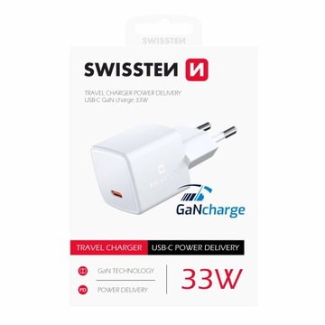 СЕТЕВОЕ ЗАРЯДНОЕ УСТРОЙСТВО SWISSTEN USB-C PD GaN 33 Вт