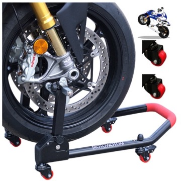 Stojan na motocykl na kolečkách, skládací, přední část pod motocykl, hever