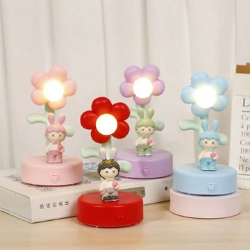 Подарочная детская лампа для чтения с маленьким кроликом и солнечным цветком, защитная лампа для глаз, ночь
