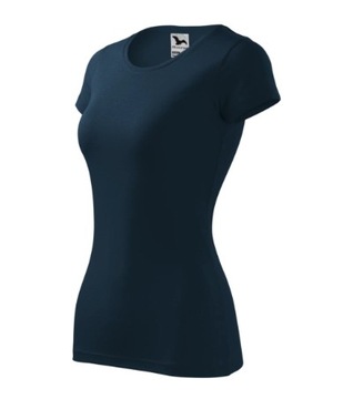 Elastyczna Koszulka Damska Bawełniana GLANCE Granatowa Slim-Fit roz. L