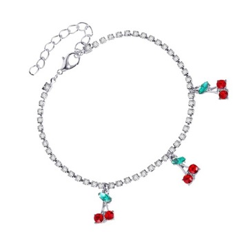 Ozdobna bransoletka dla kobiet Rhinestone Cherry Anklet