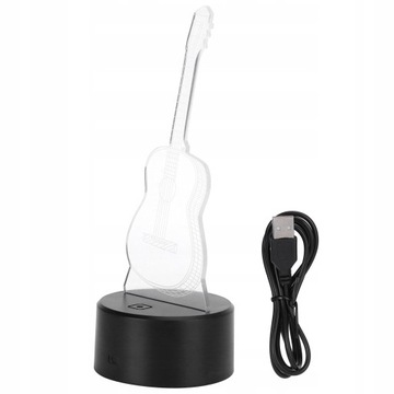 Gitara 3D Lampka nocna LED 7 kolorów Przełącznik